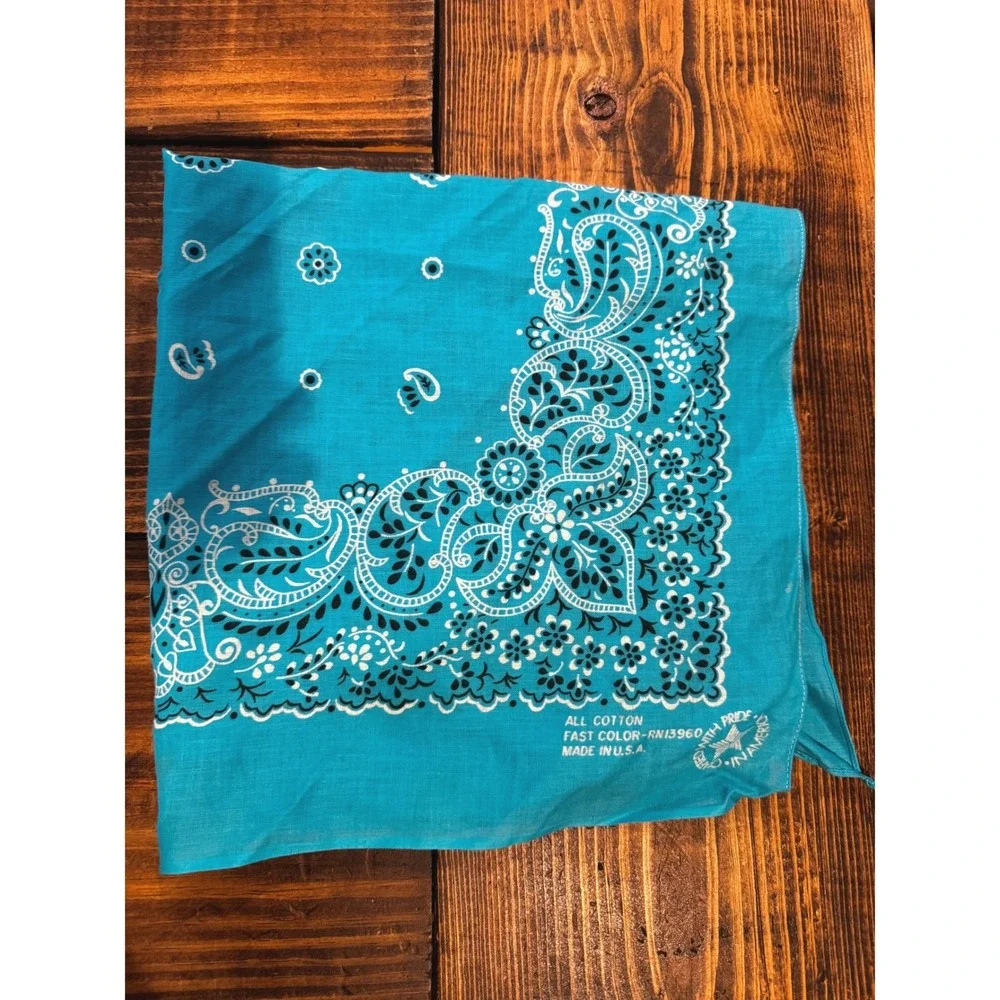 Vintage Bandana Lot 4pc Paisley Cotton Made in USA 80s 90s Vtg Western RN13960